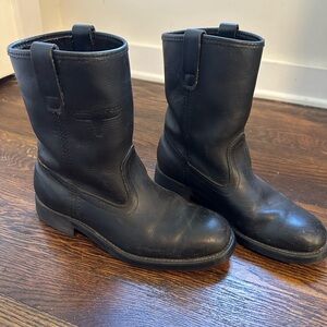 Mason Western black leather biker moto roper boots